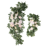 Set of 2 Cream Blush Silk Rose Wedding Arch Flowers with Eucalyptus Leaves