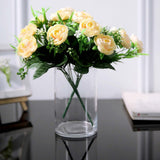 4 Bushes | Cream Artificial Silk Peony Flower Bouquet Arrangement