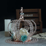 14inch Metallic Blush/Rose Gold Crystal-Bead Royal Crown Cake Topper