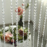 12ft Crystal Diamond Beaded Curtain with Plastic Rod and Adjustable Hooks