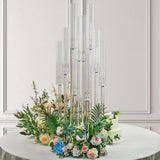 47inch Clear 10 Arm Crystal Cluster Round Taper Candelabra, Candle Holder, Candles Mirror Base