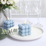 2 Pack | 2inch Dusty Blue Flameless Flickering LED Bubble Candles