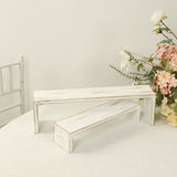 Set of 4 Whitewash Wooden Cupcake Pedestal Stands in Rectangular Bench Style