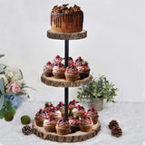 19inch 3-Tier Tower Natural Wood Slice Cheese Board Cupcake Stand, Rustic Centerpiece