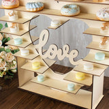 26inch Heart Shaped 8-Layer Double Sided Wooden Cupcake Shelf Rack