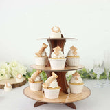 14inch 3-Tier Natural Wood Plank Print Cardboard Cupcake Dessert Stand. Disposable Treat Tower