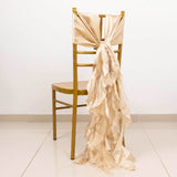 5 Pack Beige Curly Willow Chiffon Satin Chair Sashes