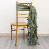 5 Pack Eucalyptus Sage Green Curly Willow Chiffon Satin Chair Sashes