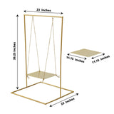 3ft Tall Gold Metal Hanging Cake Stand Swing with Jute Rope, Dessert Display Centerpiece