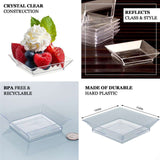 10 Pack - 4inch Clear Sleek Square Plastic Plates, Disposable Dessert Plates