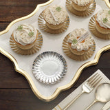 50 Pack | 3.5inch Metallic Silver Scalloped Rim Mini Paper Party Plates