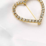 2inch Gold Diamond Heart Metal Chair Sash Bow Pin, Rhinestone Chair Wrap Band Buckle Brooch