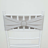 5 pack | 5"x14" Silver Spandex Stretch Chair Sash with Silver Diamond Ring Slide Buckle