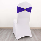 5 Pack Purple Spandex Chair Sashes with Gold Diamond Buckles, Elegant Stretch Chair Bands and Slide