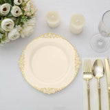 10 Pack | 8inch Round Plastic Dessert Salad Plates In Vintage Ivory