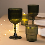 12 Pack Hunter Emerald Green Ribbed Reusable Plastic Wine Goblets