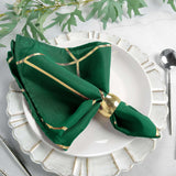 5 Pack | Modern Hunter Green & Geometric Gold Cloth Dinner Napkins, Emerald | 20x20Inch