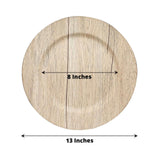 6 Pack | 13inch Natural Rustic Faux Wood Plastic Charger Plates