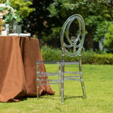 Stackable Clear Acrylic Phoenix Chiavari Ghost Chair, Transparent Resin Armless Oval Back