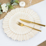 6 Pack | 13inch Antique White Sunray Acrylic Plastic Charger Plates, Scalloped Rim Serving Trays