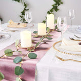 9Ft Rose Gold Glamorous Column Print Table Runner, Disposable Paper Table Runner - Blush