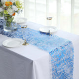 108inch Sparkly Metallic Royal Blue Foil Thin Mesh Polyester Table Runner - 25GSM