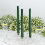 3 Pack | 11inch Hunter Emerald Green Unscented Flickering Flameless LED Taper Candles