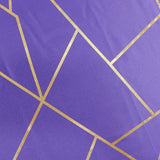 60"x102" Purple Rectangle Polyester Tablecloth With Gold Foil Geometric Pattern#whtbkgd