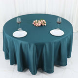 108" Peacock Teal Polyester Round Tablecloth