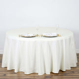 120 inch Ivory Polyester Round Tablecloth