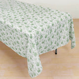 Dusty Sage Green Polyester Rectangular Tablecloth in French Toile Pattern