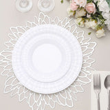 10 Pack 7inch White Basketweave Rim Plastic Salad Dessert Plates, Round Disposable Appetizer Plates