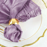 5 Pack | Violet Amethyst Accordion Crinkle Taffeta Dinner Napkins | 20x20Inch