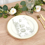 50-Pack Paper Dinner Napkins White with Matte Sage Green French Toile Floral Pattern 2-Ply - Stylish