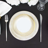 10 Pack | 7inch White / Gold Swirl Rim Disposable Salad Plates