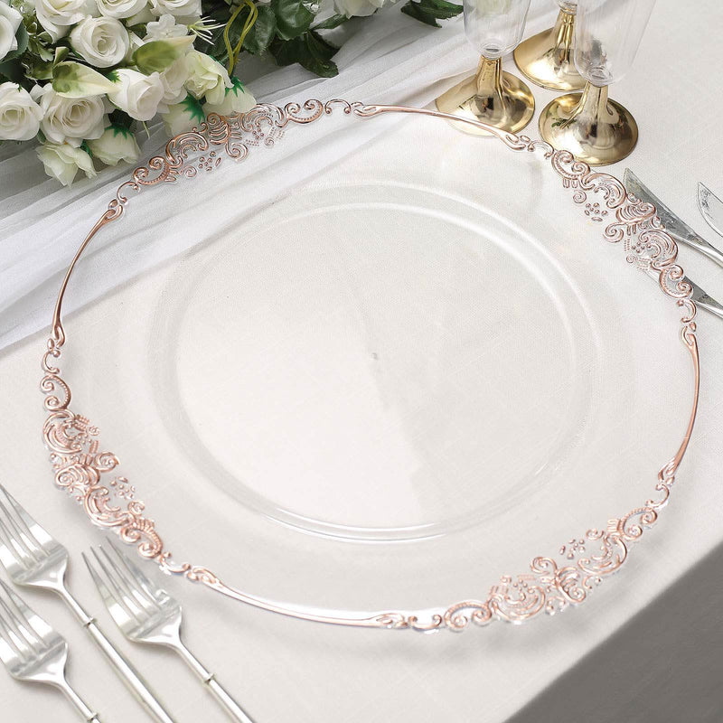 Baroque Rim Rose Gold Charger Plate