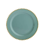 10-Pack Dusty Sage Green Plastic Dessert Plates – 8inch Round with Gold Beaded Rim#whtbkgd