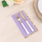 50 Pack Lavender Lilac Soft 2 Ply Disposable Party Napkins with Gold Foil