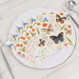 50 Pack Ivory 2-ply Paper Cocktail Napkins with Field Herbs and Butterfly Print