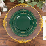 10 Pack | 7inch Hunter Emerald Green With Gold Vintage Rim Disposable Salad Plates