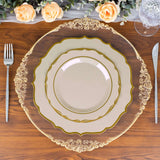 10 Pack | 8inch Taupe Plastic Dessert Salad Plates, Disposable Tableware Round