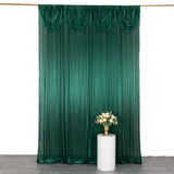 10ftx10ft Hunter Emerald Green Double Drape Pleated Satin Event Curtain Drapes, Glossy Photo