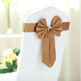 5 Pack | Gold | Reversible Chair Sashes with Buckle | Double Sided Pre-tied Bow Tie Chair Bands | Satin & Faux Leather