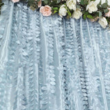 8ftx8ft Dusty Blue 3D Leaf Petal Taffeta Fabric Event Curtain Drapery, Photo Backdrop Panel 
