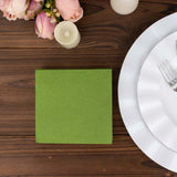 20 Pack | Olive Green Soft Linen-Feel Airlaid Paper Cocktail Napkins, Highly Absorbent Disposable