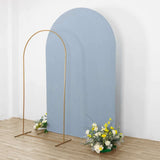 8ft Matte Dusty Blue Spandex Fitted Wedding Arch Cover For Round Top Chiara Backdrop Stand