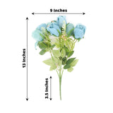 3 Pack | 13inch Dusty Blue Real Touch Silk Rose Bud Flower Bridal Bouquets