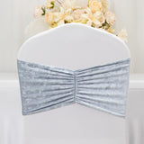 5 Pack Premium Crushed Velvet Chair Sashes Dusty Blue Wide Ruffle Style