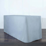 6FT Dusty Blue Fitted Polyester Rectangular Table Cover