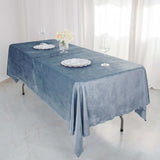 60"x102" Dusty Blue Premium Velvet Rectangle Tablecloth, Reusable Linen